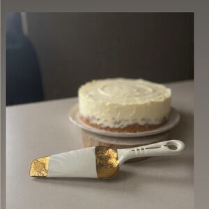 Vintage Cake Pie Server Ceramic Floral Gold Embellishing